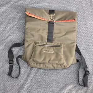 Jean Paul Gaultier Parfums Backpack Olive Green Nylon Bag Foldover Travel Unisex